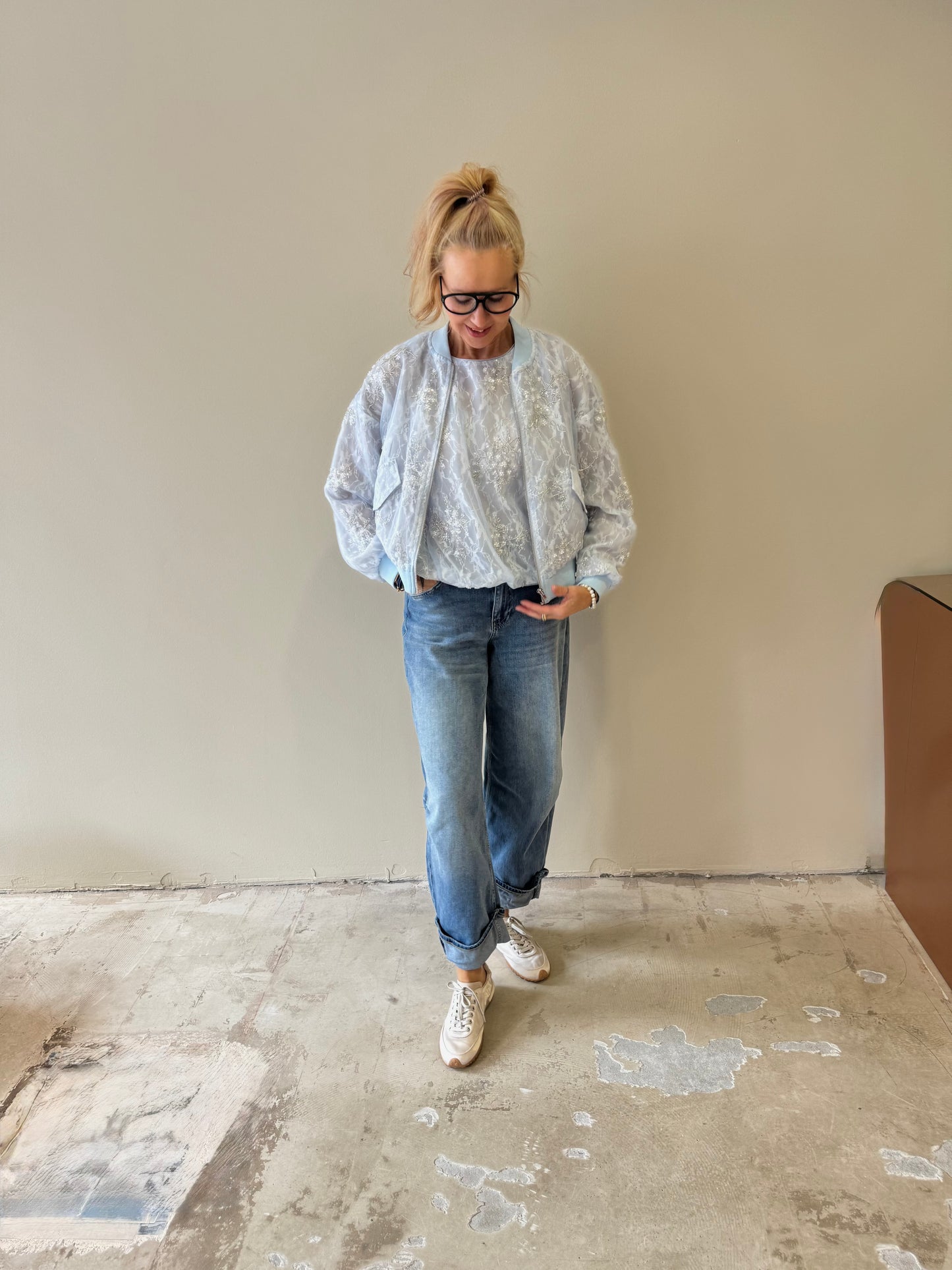 Lace Bomber – Ice Blue