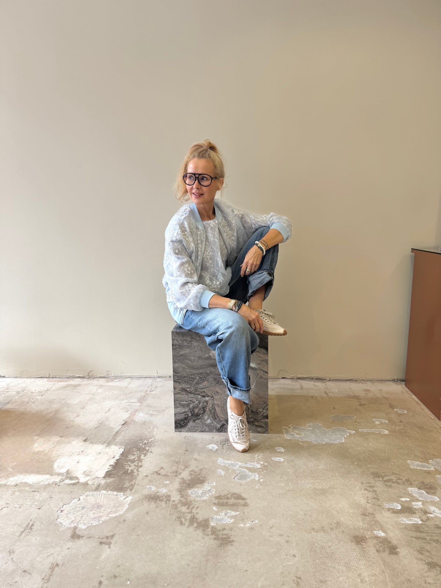 Lace Bomber – Ice Blue