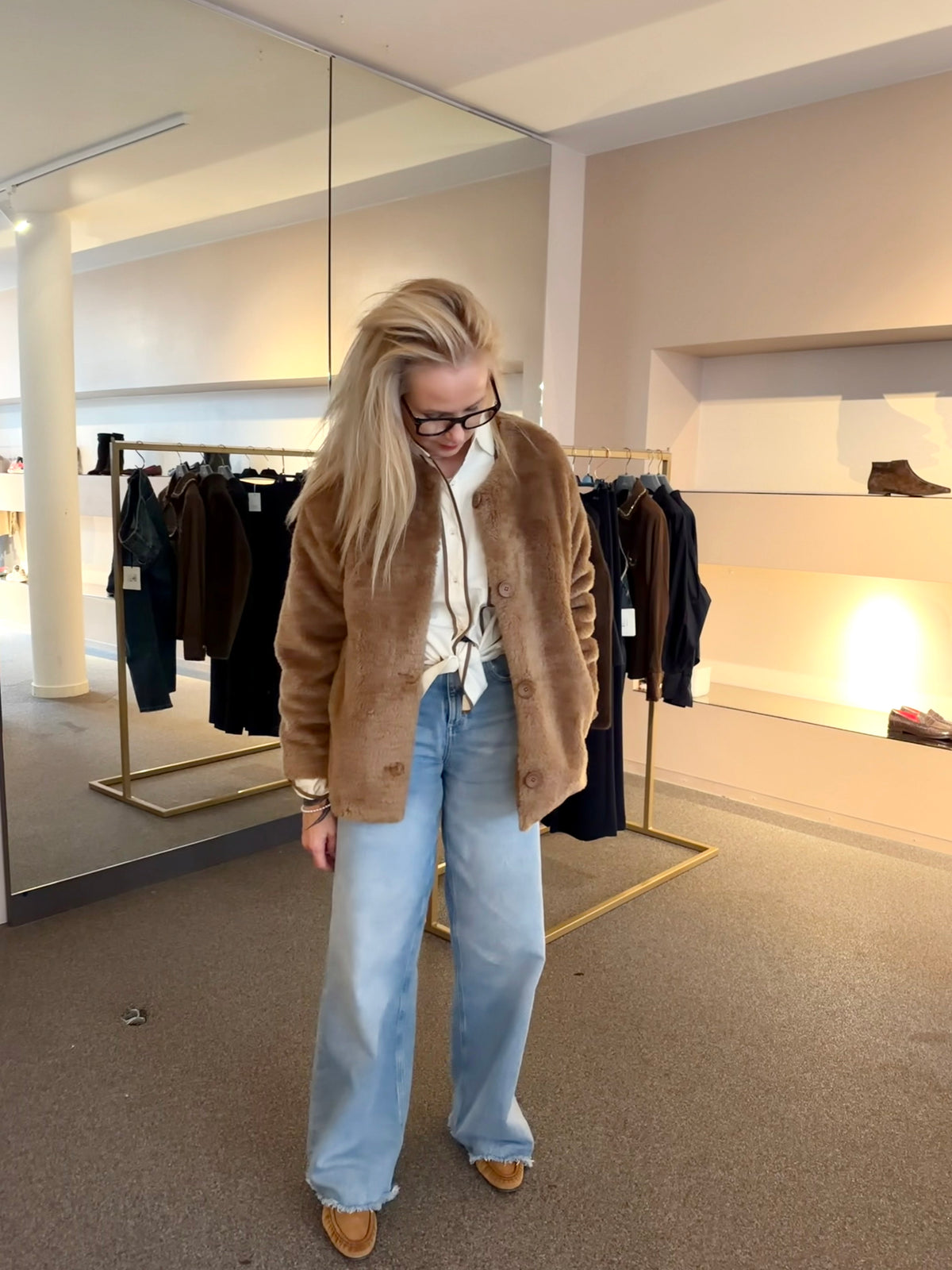 MAZE Teddy Jacket Collarless - Camel