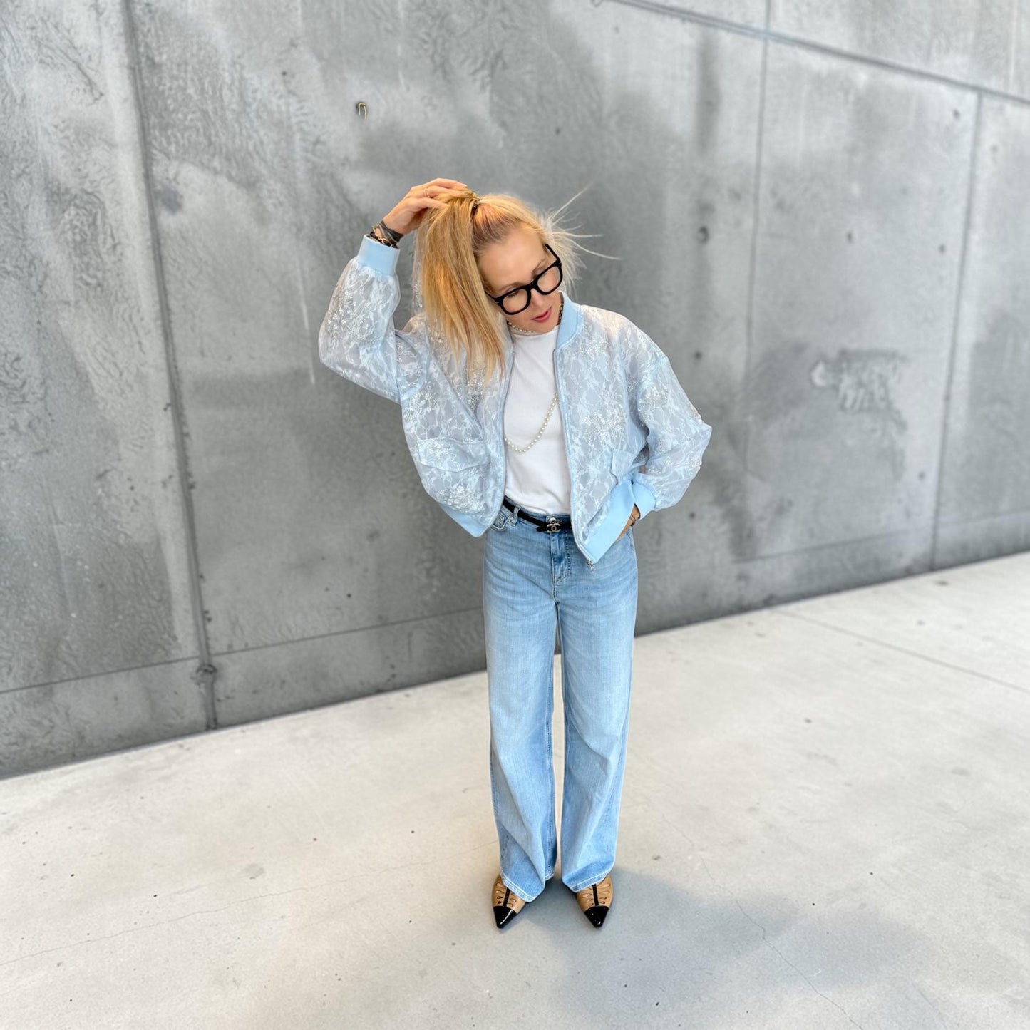 Lace Bomber – Ice Blue